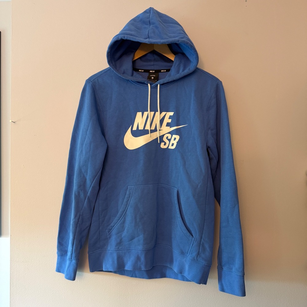 Nike SB Mens Blue Graphic Logo Pullover Hoodie Sweatshirt Small AJ9733-403